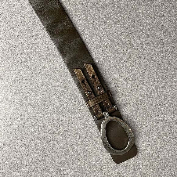 Roberto Mantellassi Leather Belt Womens M Brown Hammered Metal Silver Handmade main image 6